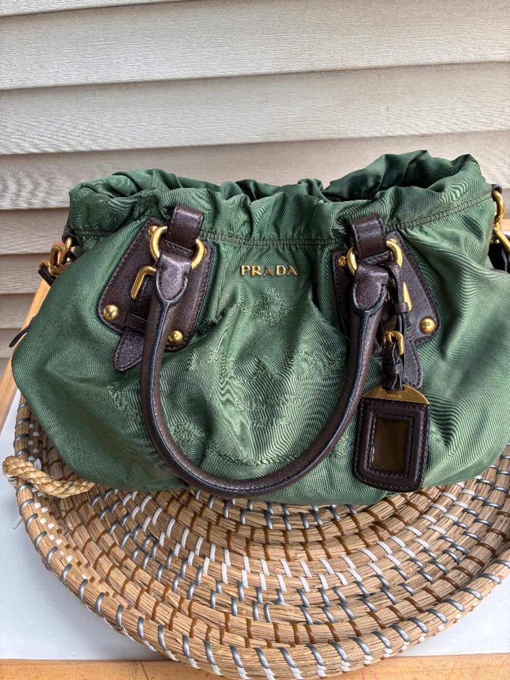 Prada green canapa logo